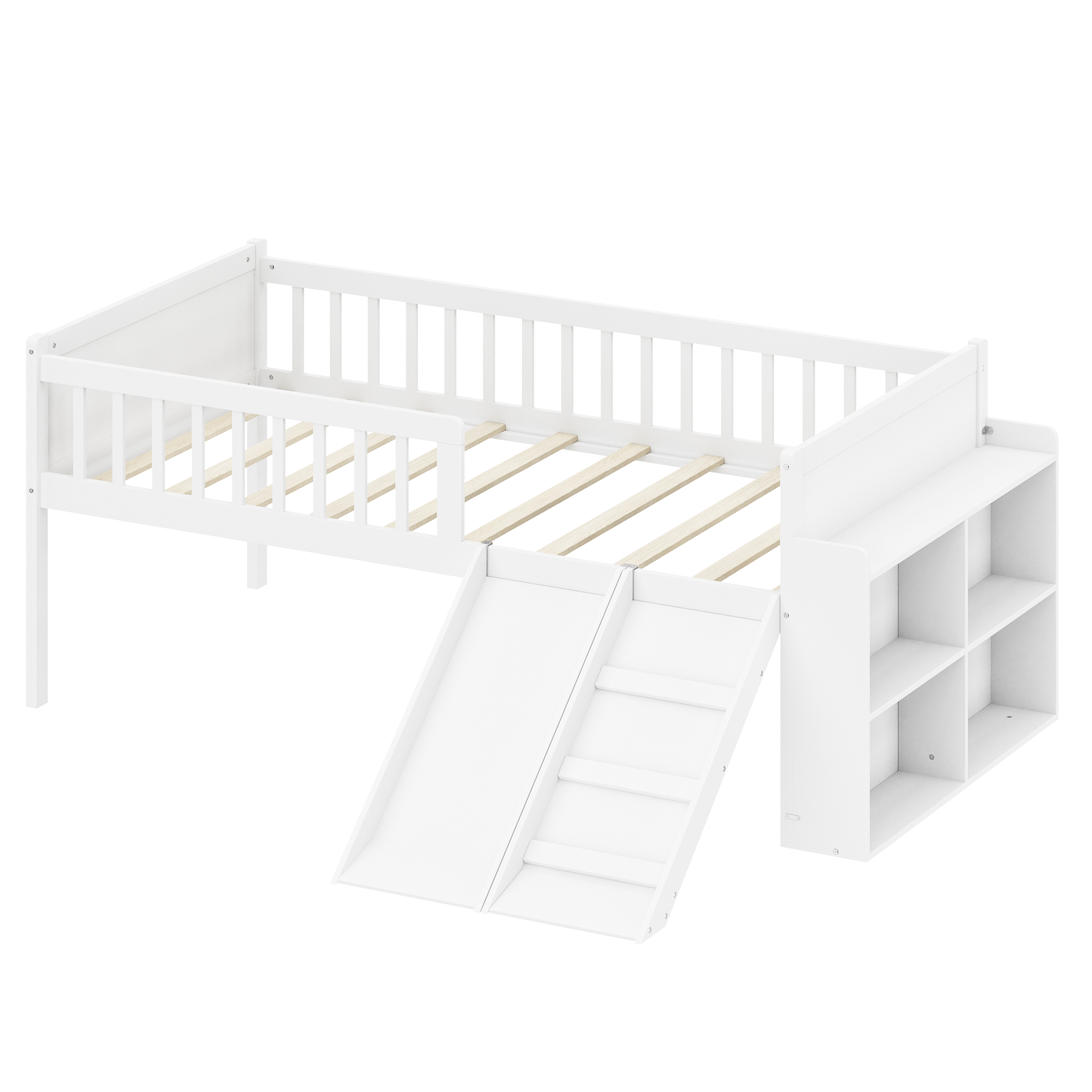 Twin Bed Frame Storage Shelf White