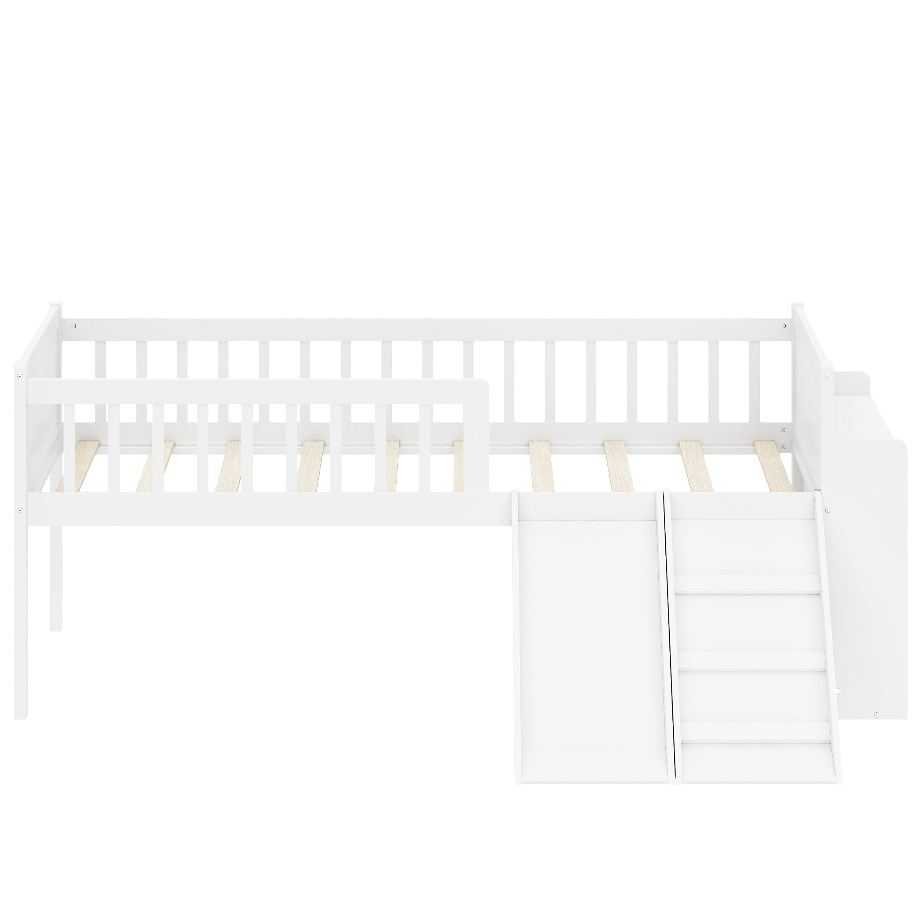 Twin Bed Frame Storage Shelf White