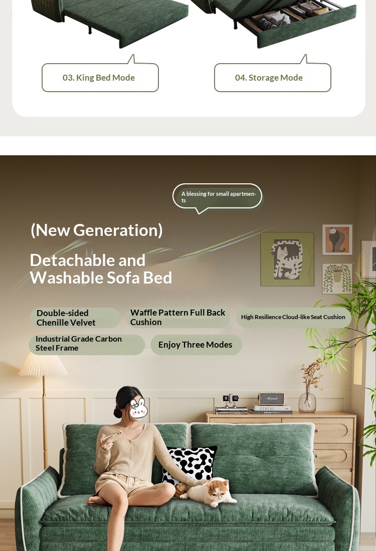 Space-Saving Corduroy Sofa Bed