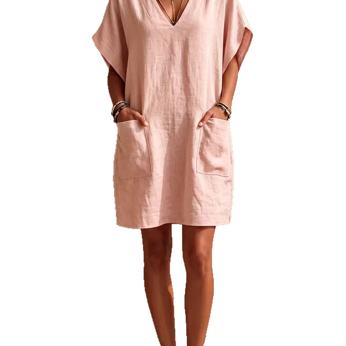 V-neck Pocket Dress For Women