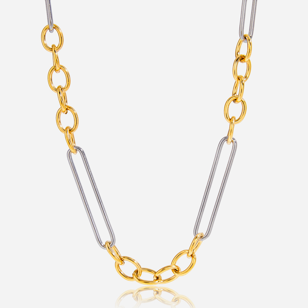 Gold Necklace Stainless Steel Two-tone Chain