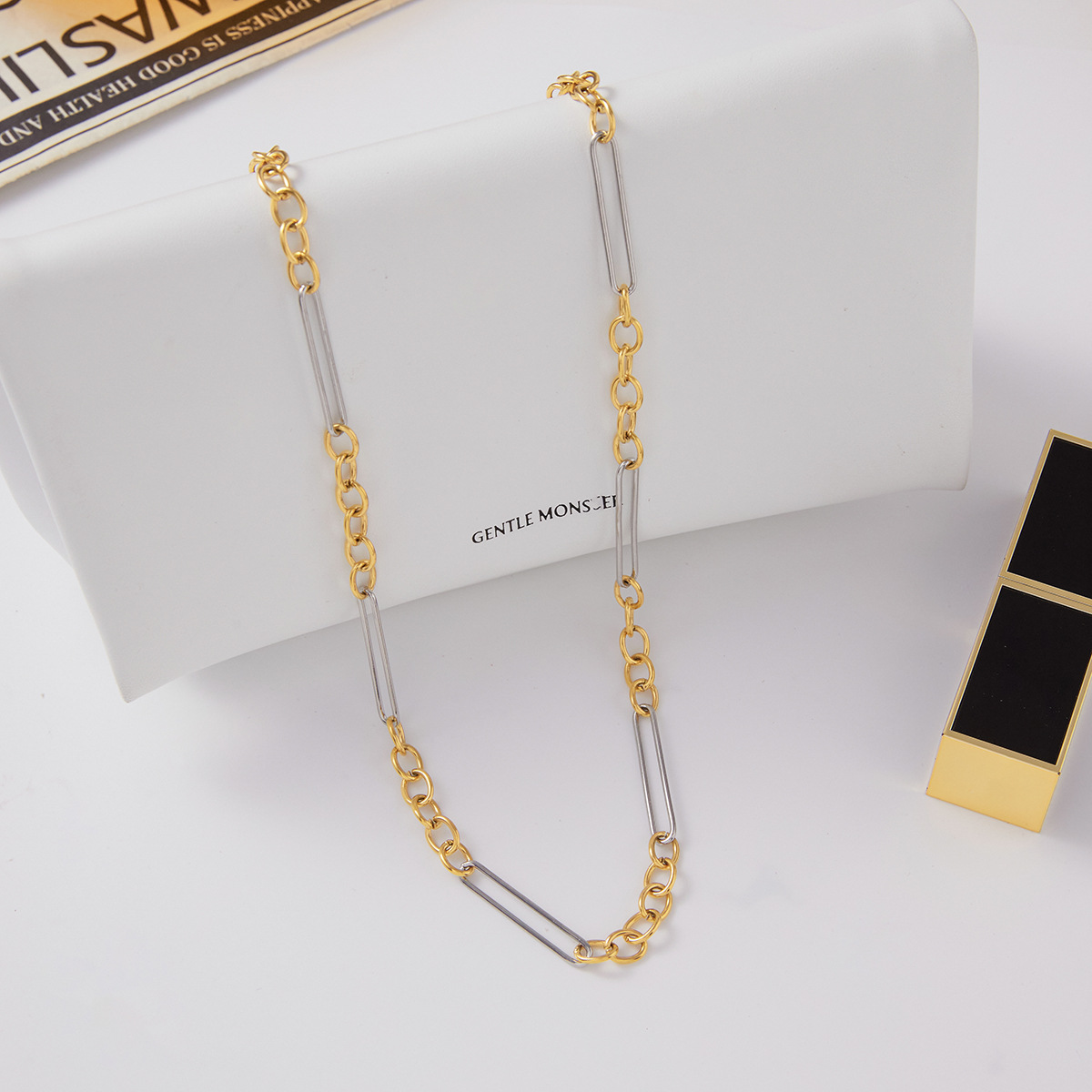 Gold Necklace Stainless Steel Two-tone Chain