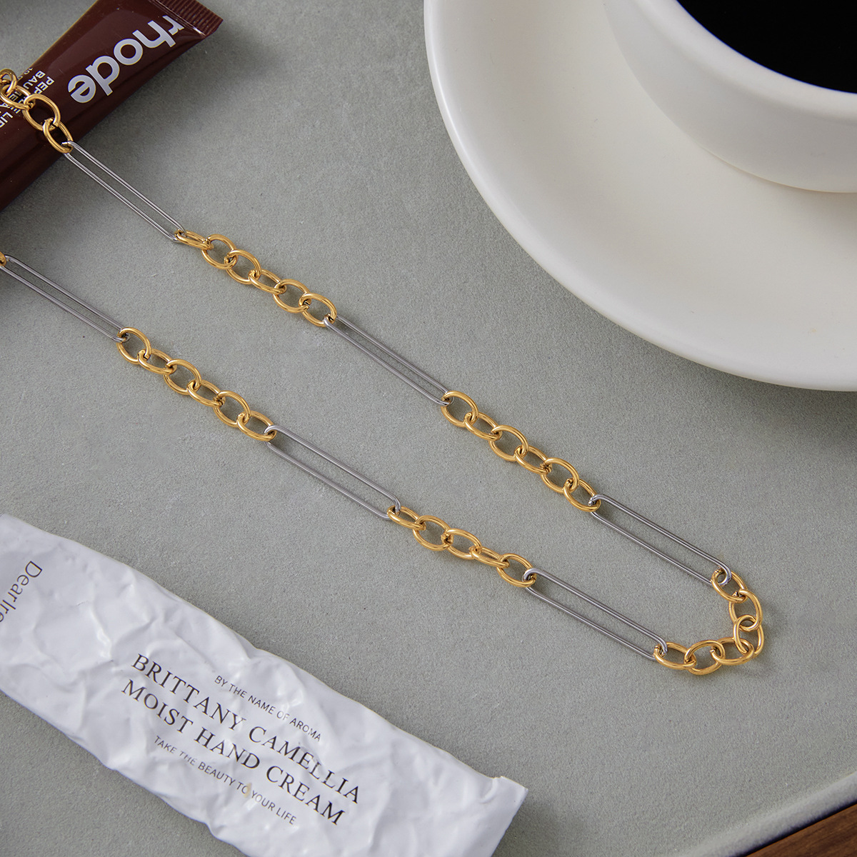 Gold Necklace Stainless Steel Two-tone Chain