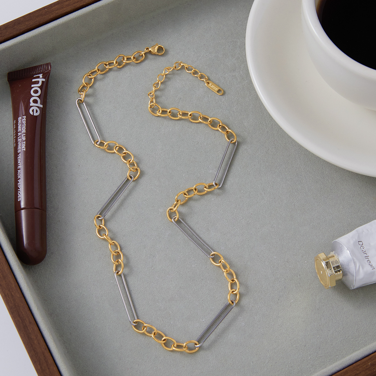 Gold Necklace Stainless Steel Two-tone Chain