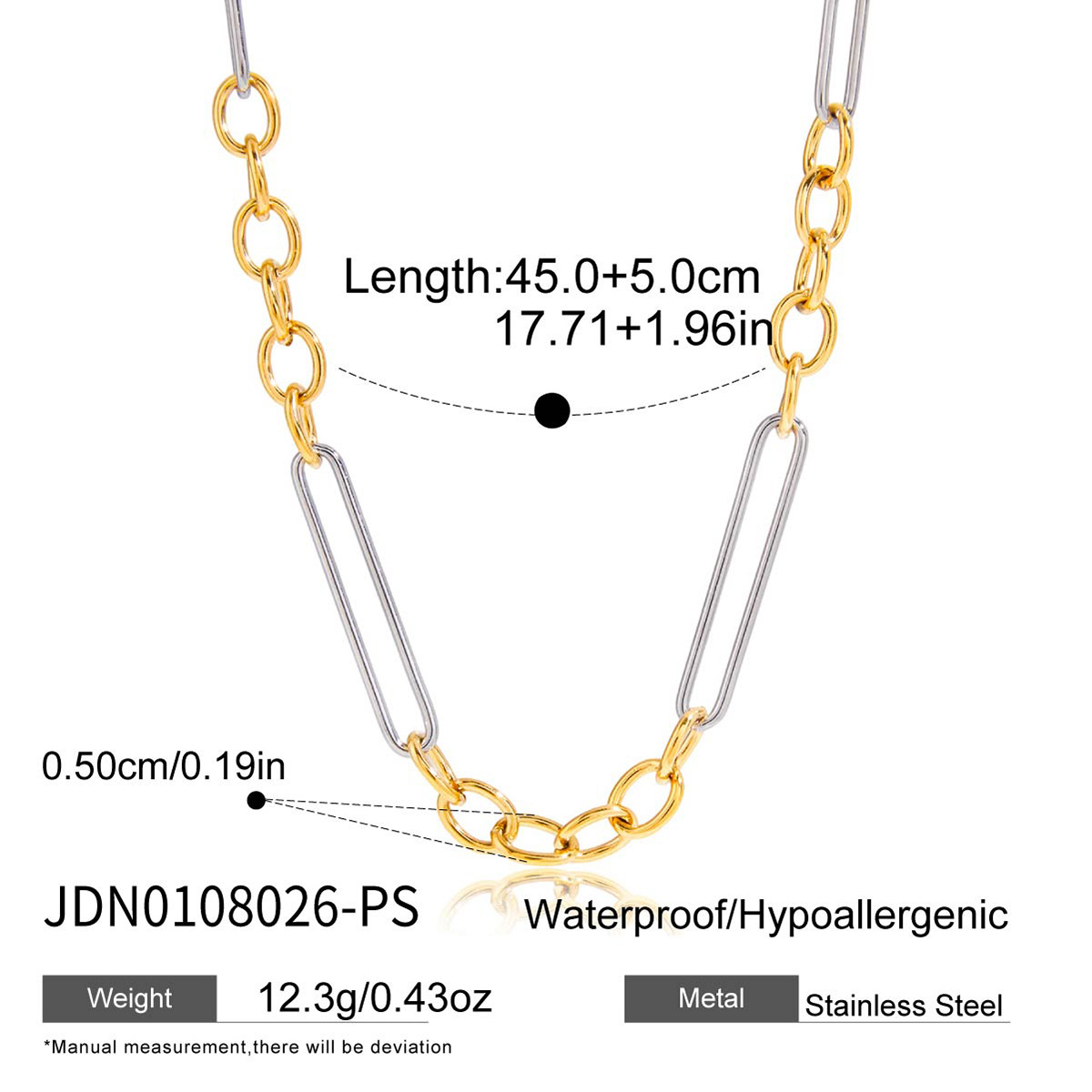 Gold Necklace Stainless Steel Two-tone Chain