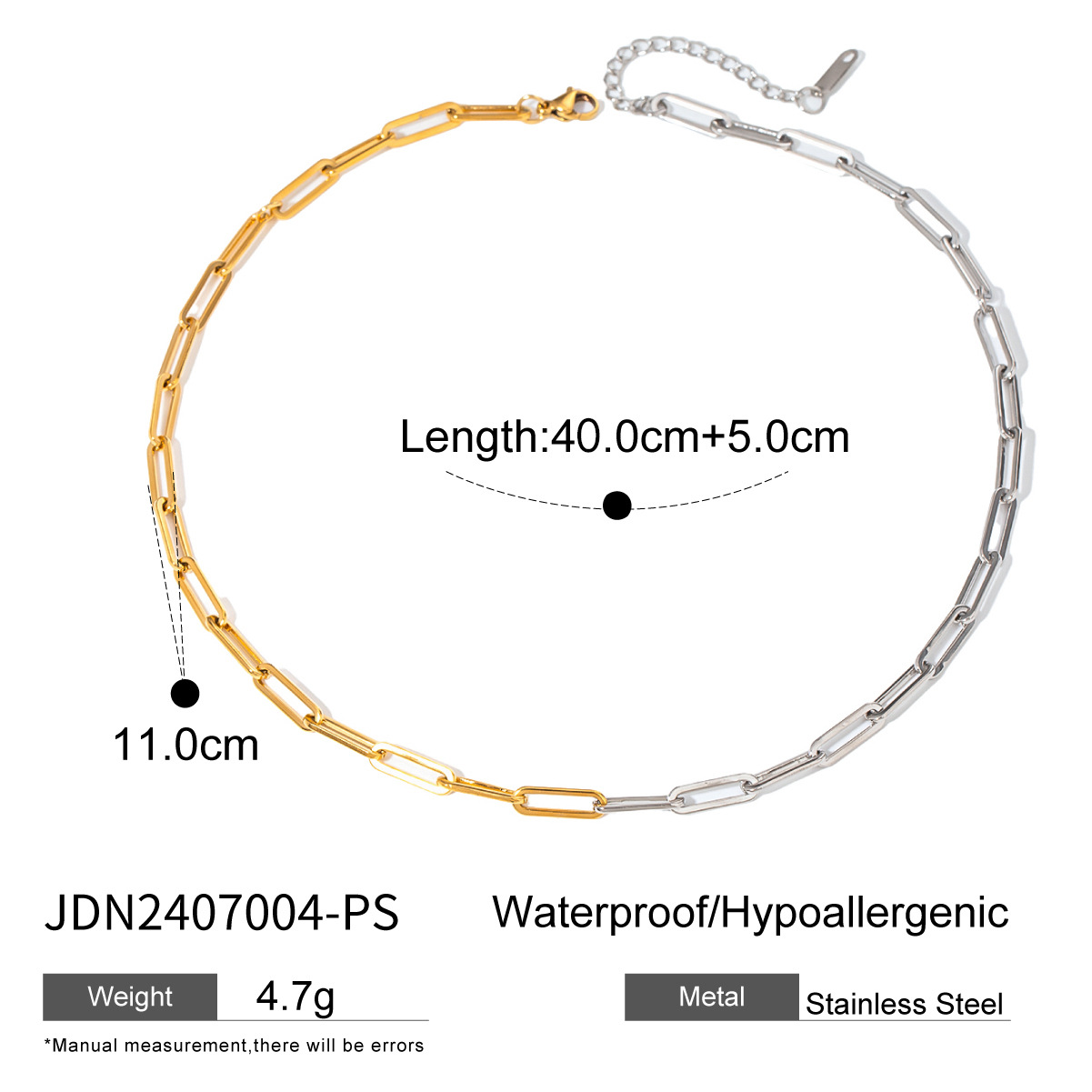 Gold Necklace Stainless Steel Two-tone Chain