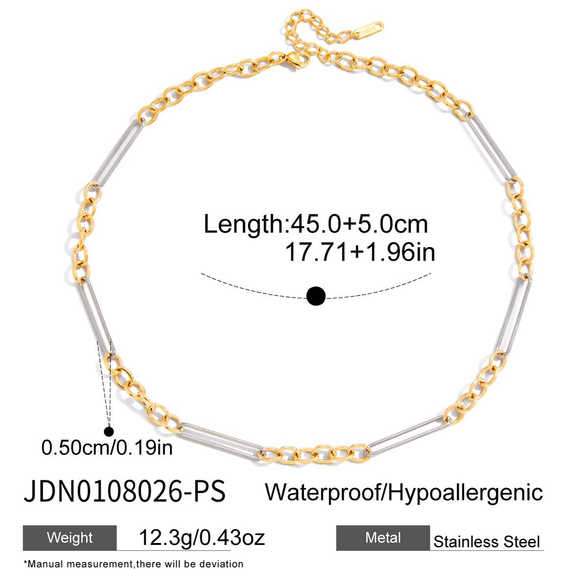 Gold Necklace Stainless Steel Two-tone Chain