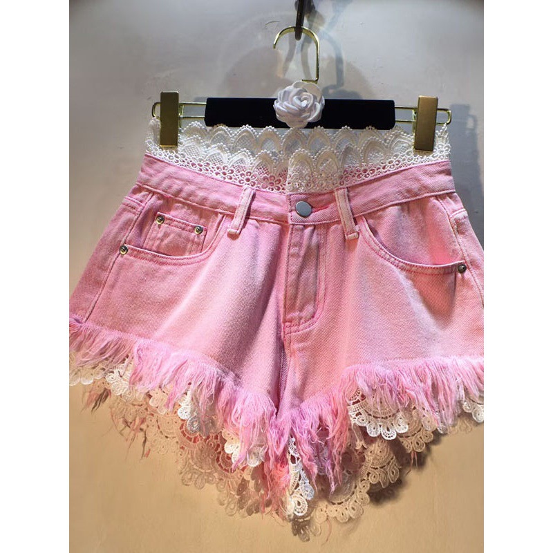 High-waisted Slimming Raw-edge Denim Shorts For Women