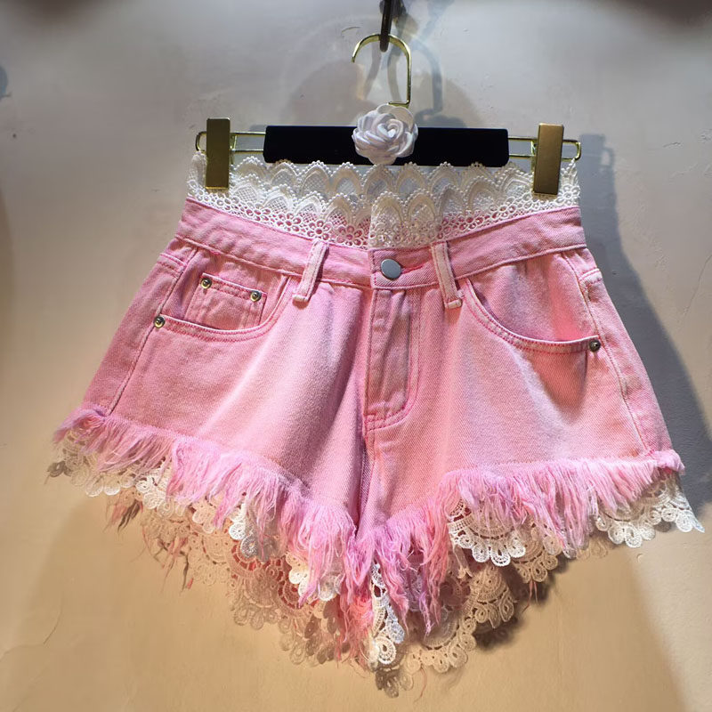 High-waisted Slimming Raw-edge Denim Shorts For Women