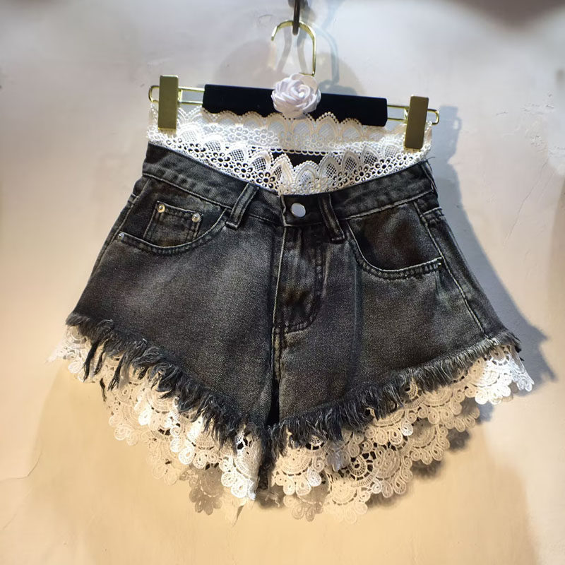 High-waisted Slimming Raw-edge Denim Shorts For Women