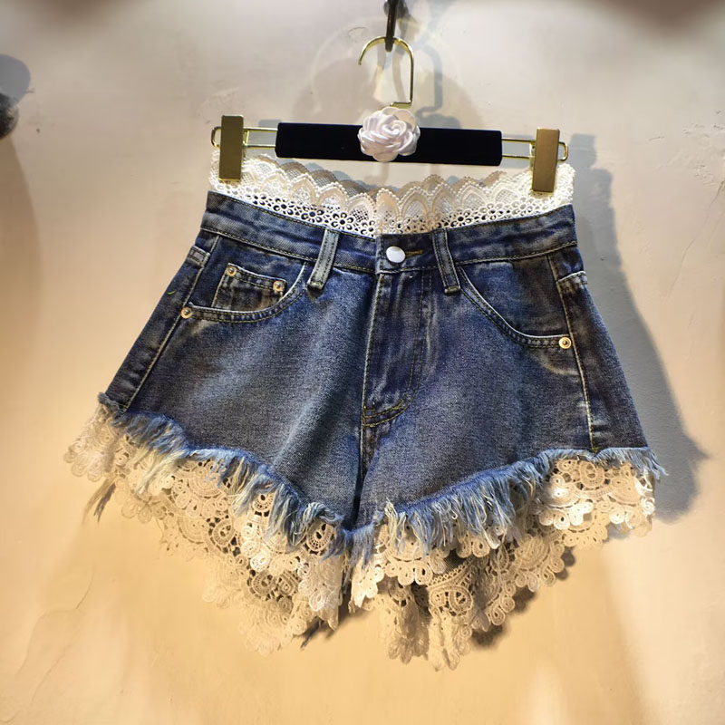 High-waisted Slimming Raw-edge Denim Shorts For Women