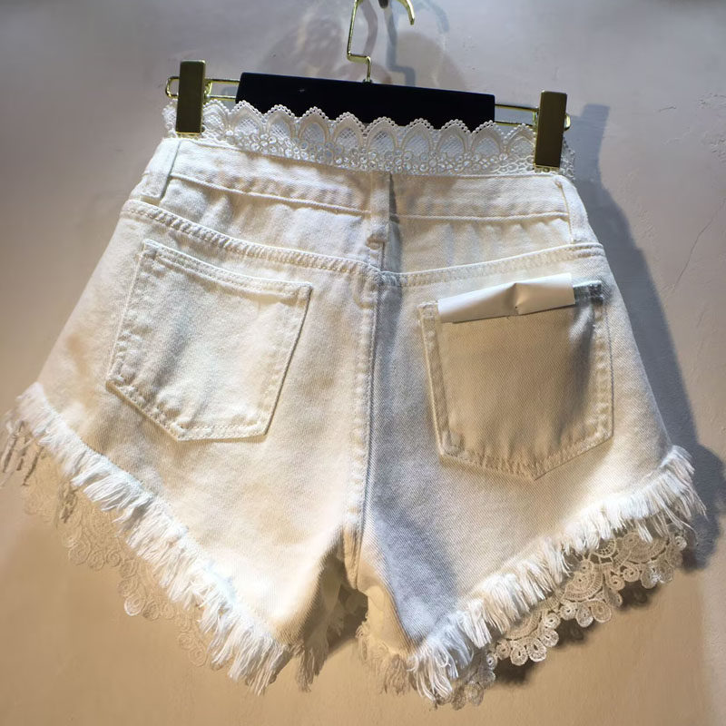 High-waisted Slimming Raw-edge Denim Shorts For Women