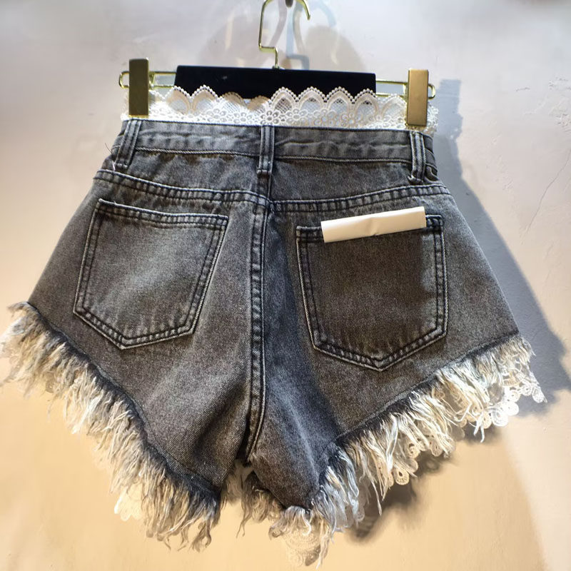 High-waisted Slimming Raw-edge Denim Shorts For Women