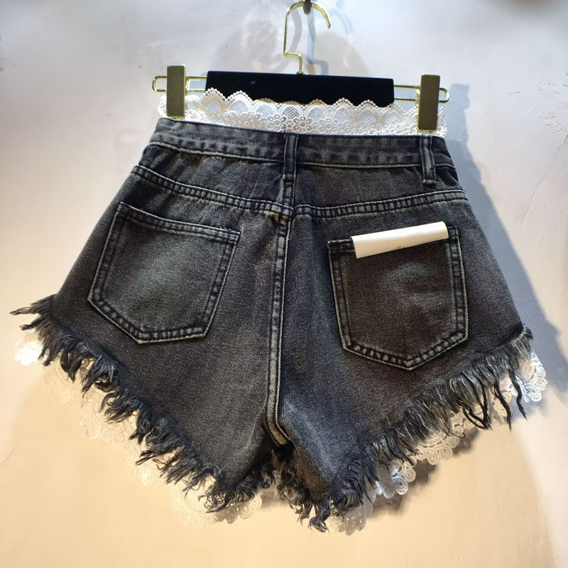 High-waisted Slimming Raw-edge Denim Shorts For Women
