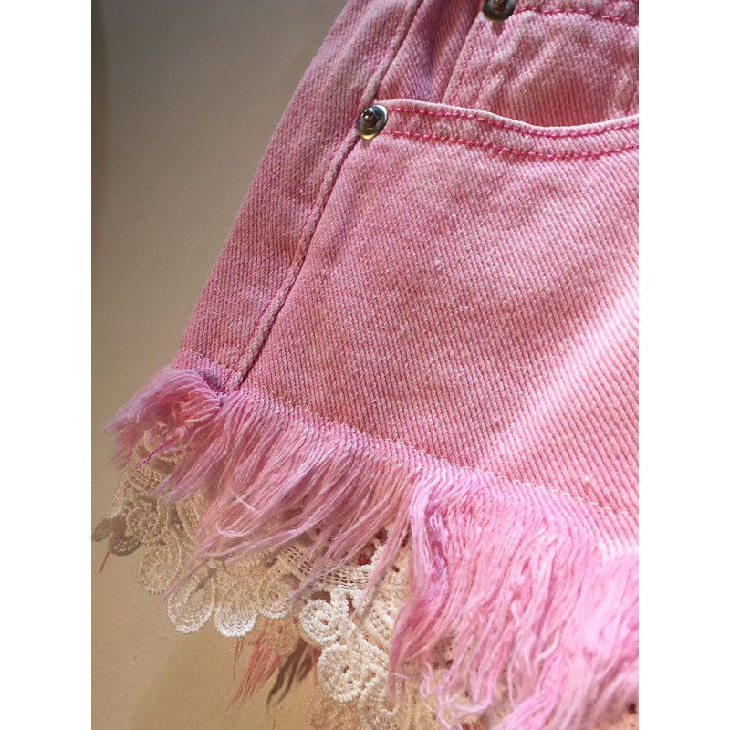 High-waisted Slimming Raw-edge Denim Shorts For Women