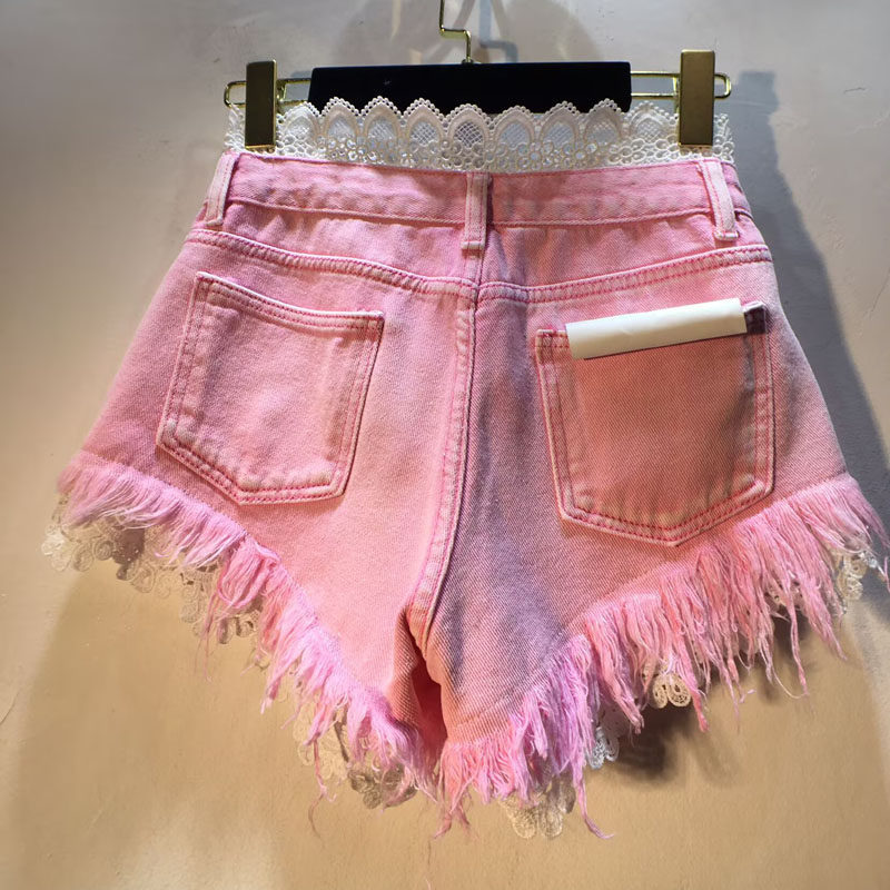 High-waisted Slimming Raw-edge Denim Shorts For Women