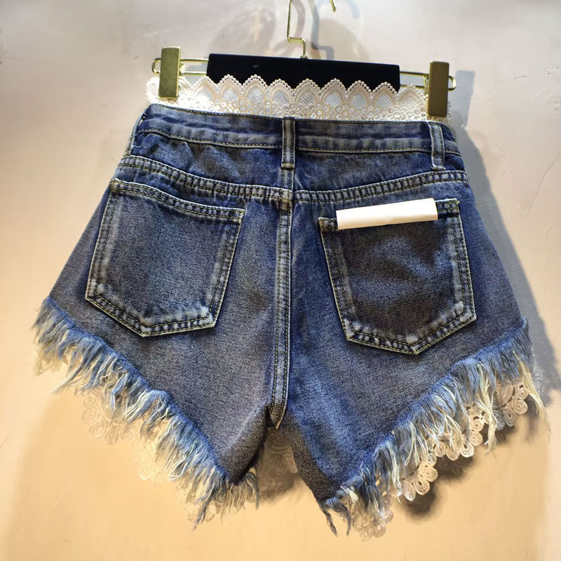 High-waisted Slimming Raw-edge Denim Shorts For Women