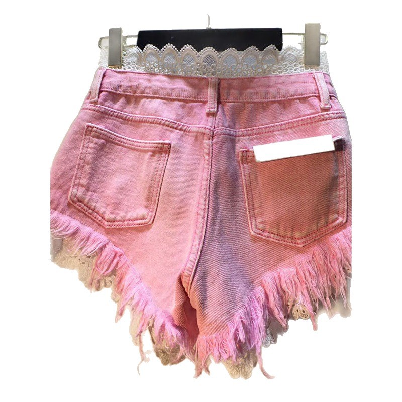 High-waisted Slimming Raw-edge Denim Shorts For Women