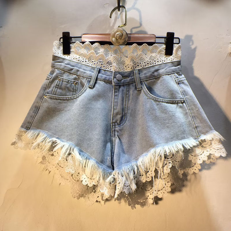 High-waisted Slimming Raw-edge Denim Shorts For Women