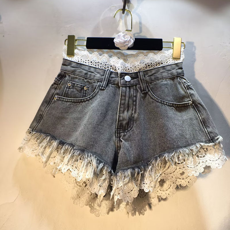 High-waisted Slimming Raw-edge Denim Shorts For Women