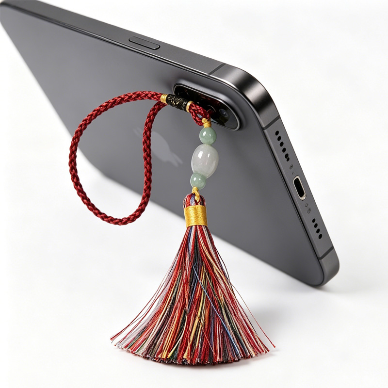 Phone Case Pendant, Jade Tassel Charm