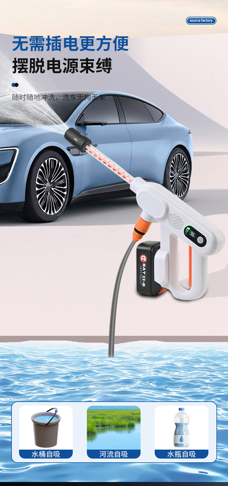 High-pressure Wireless Car Washer Household Rechargeable