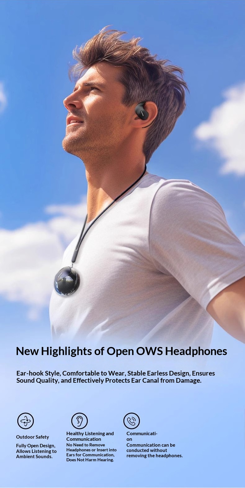 Wireless Bluetooth Ear-Hang Headphones