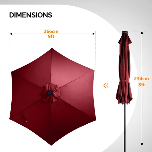 Solar LED Patio Umbrella 9ft