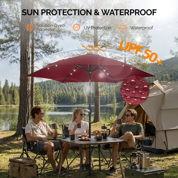Solar LED Patio Umbrella 9ft
