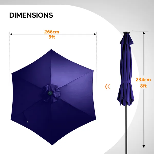 Solar LED Patio Umbrella 9ft