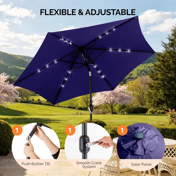 Solar LED Patio Umbrella 9ft