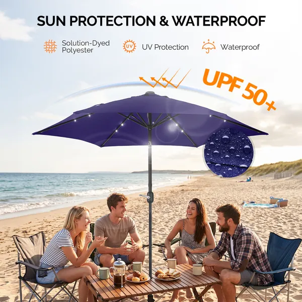 Solar LED Patio Umbrella 9ft