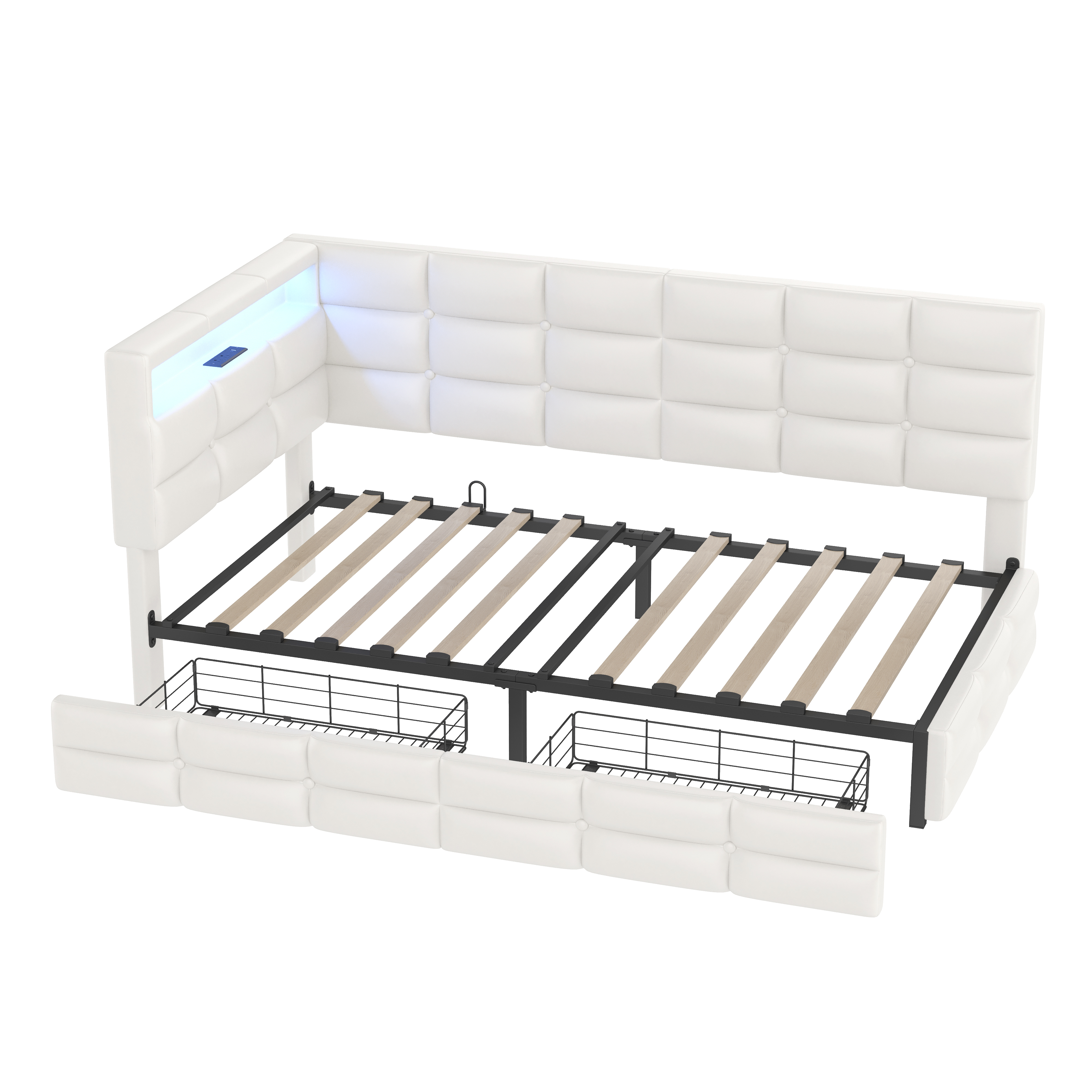 Twin Daybed Storage Drawers Beige