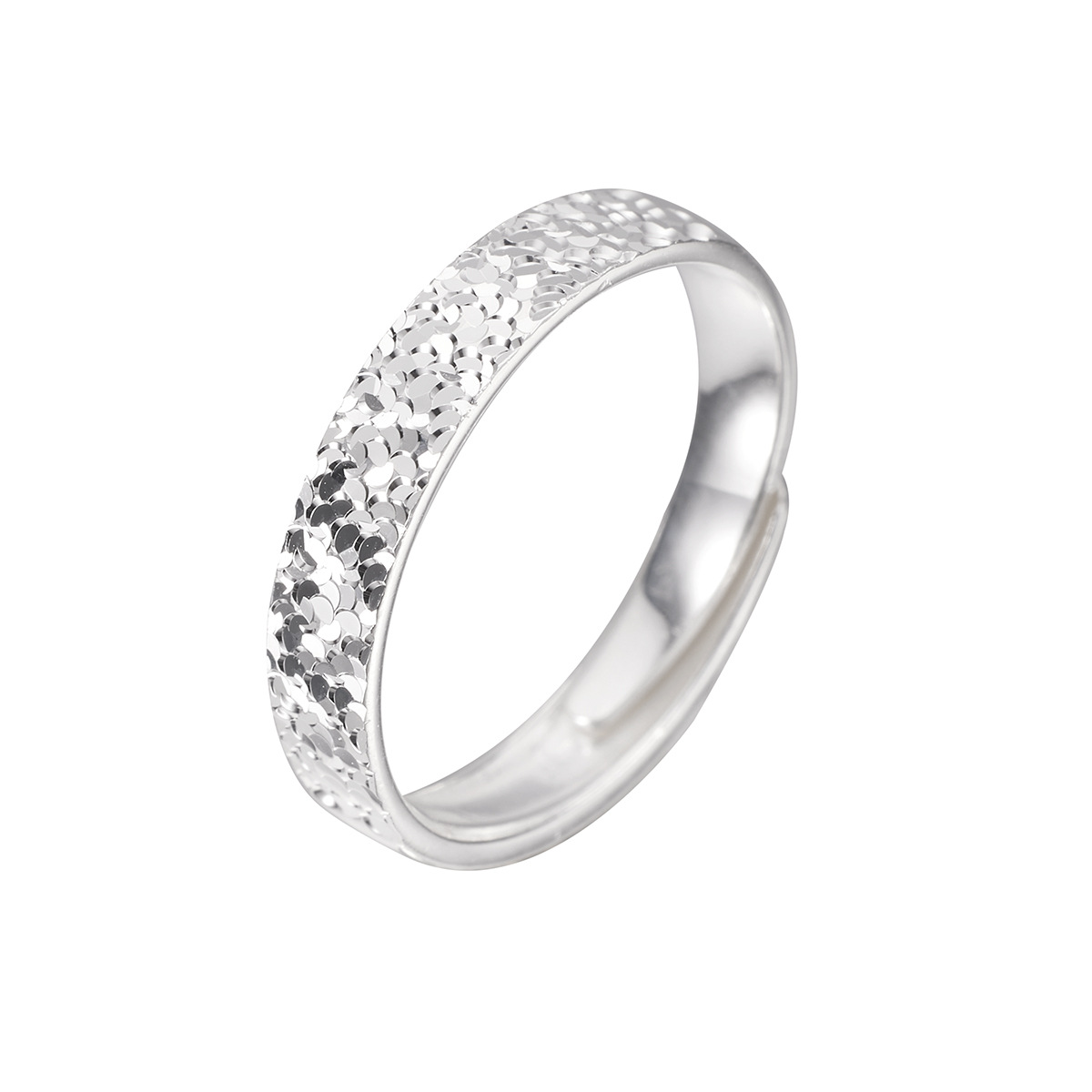 Fine Silver Couple Ring, Sparkling, Adjustable