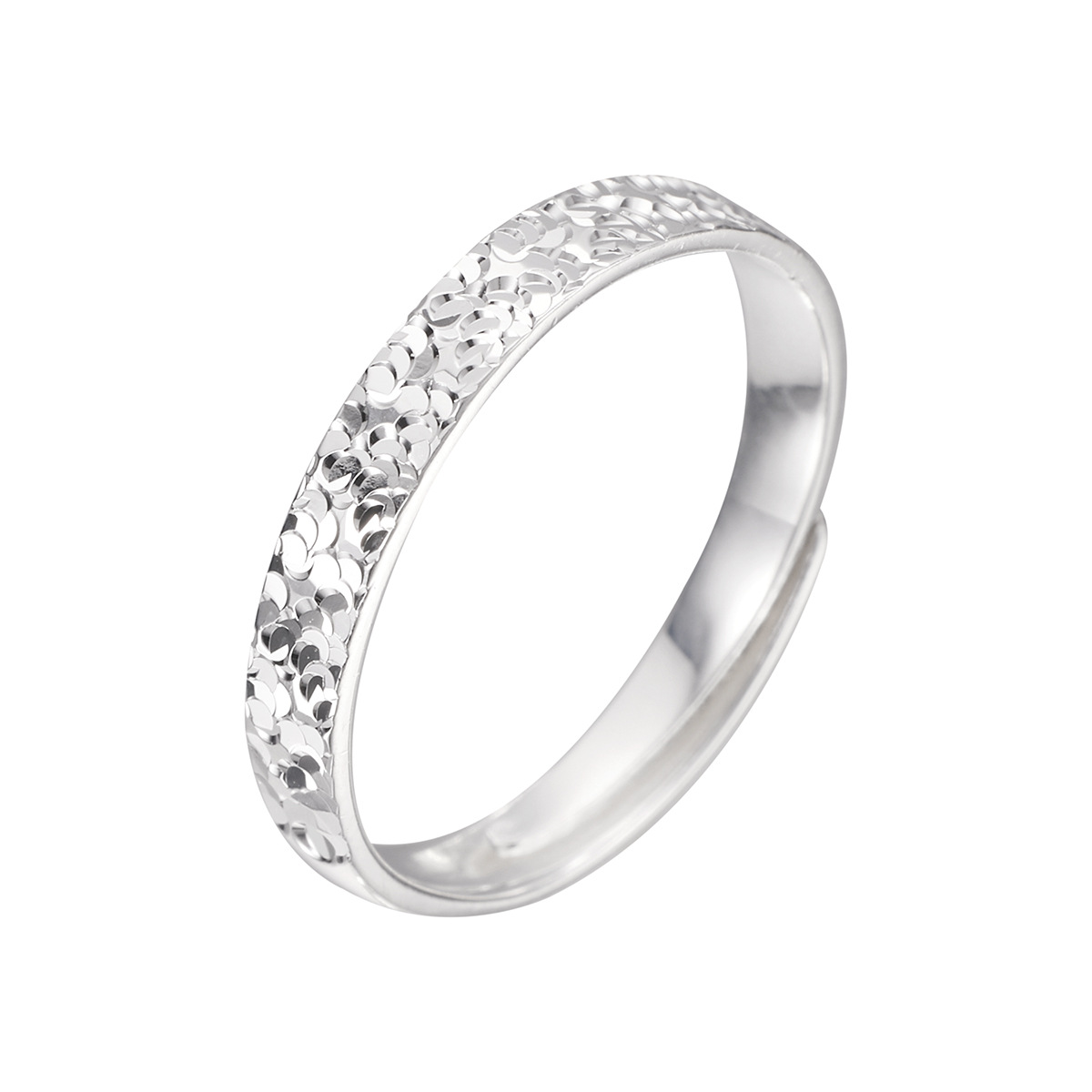 Fine Silver Couple Ring, Sparkling, Adjustable