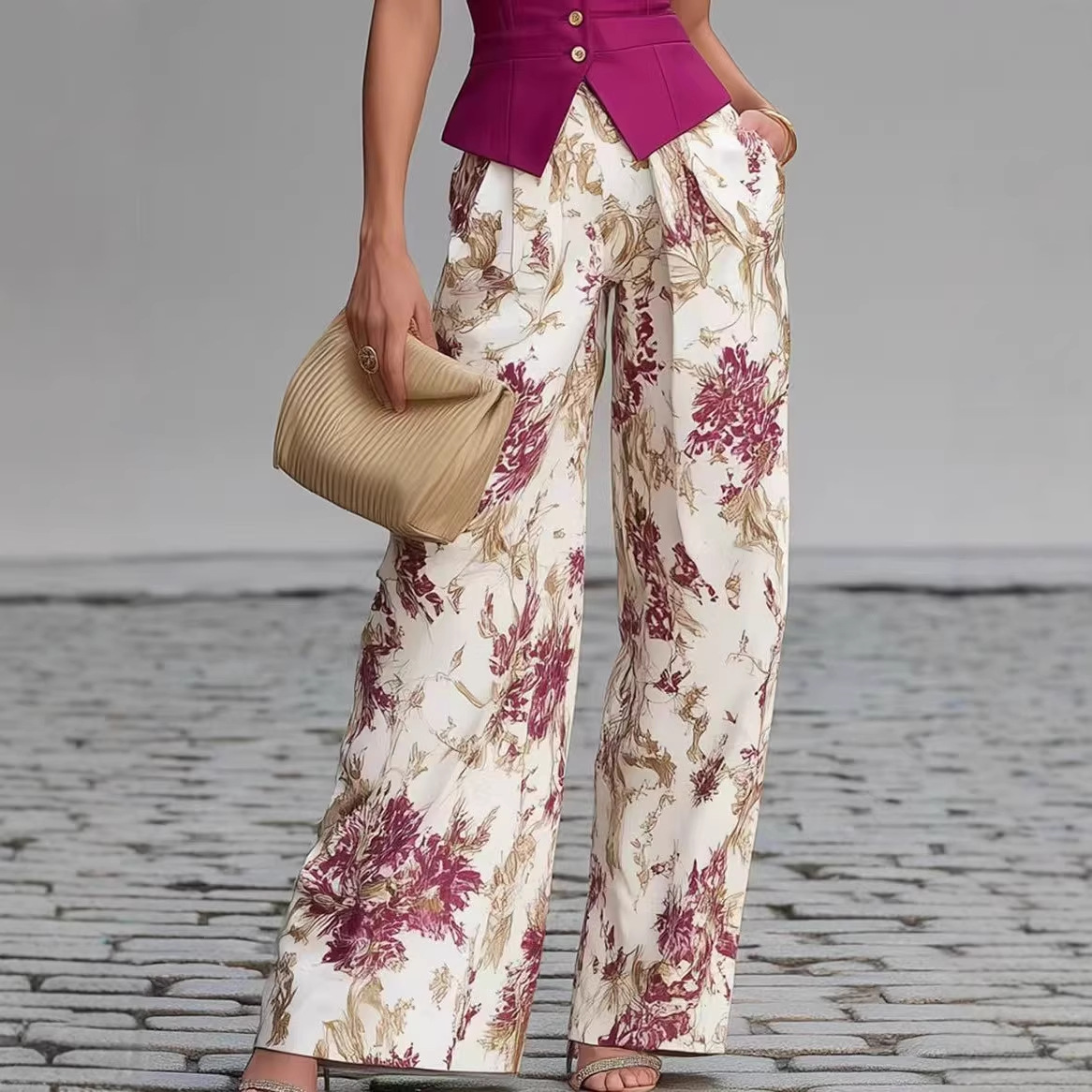 Elegant Vest Top And Wide-leg Pants