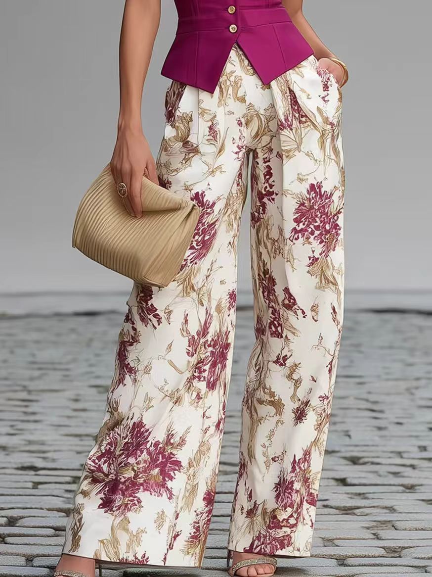 Elegant Vest Top And Wide-leg Pants