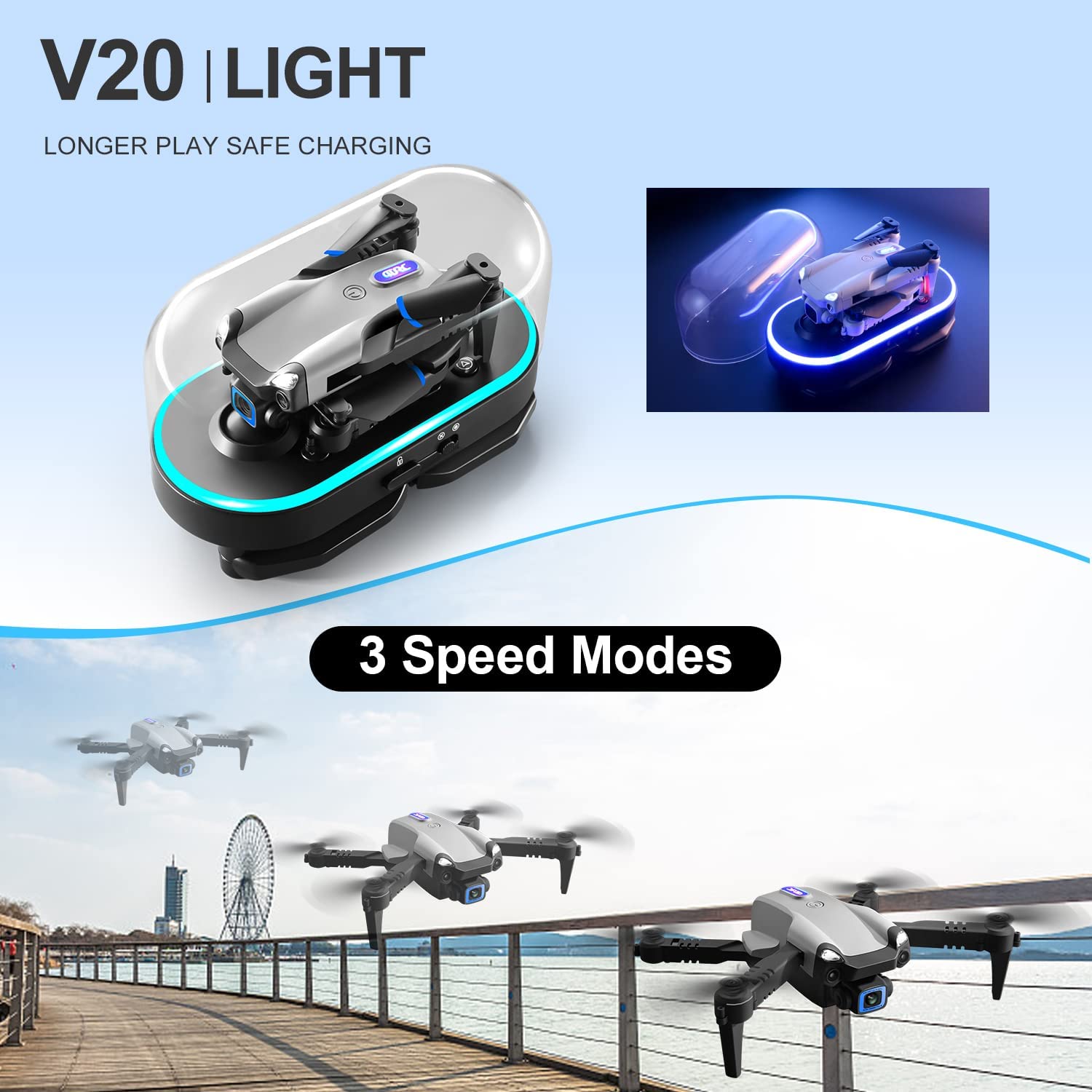 V20 RC Drone WIFI FPV 6K HD Dual Camera Quadcopter