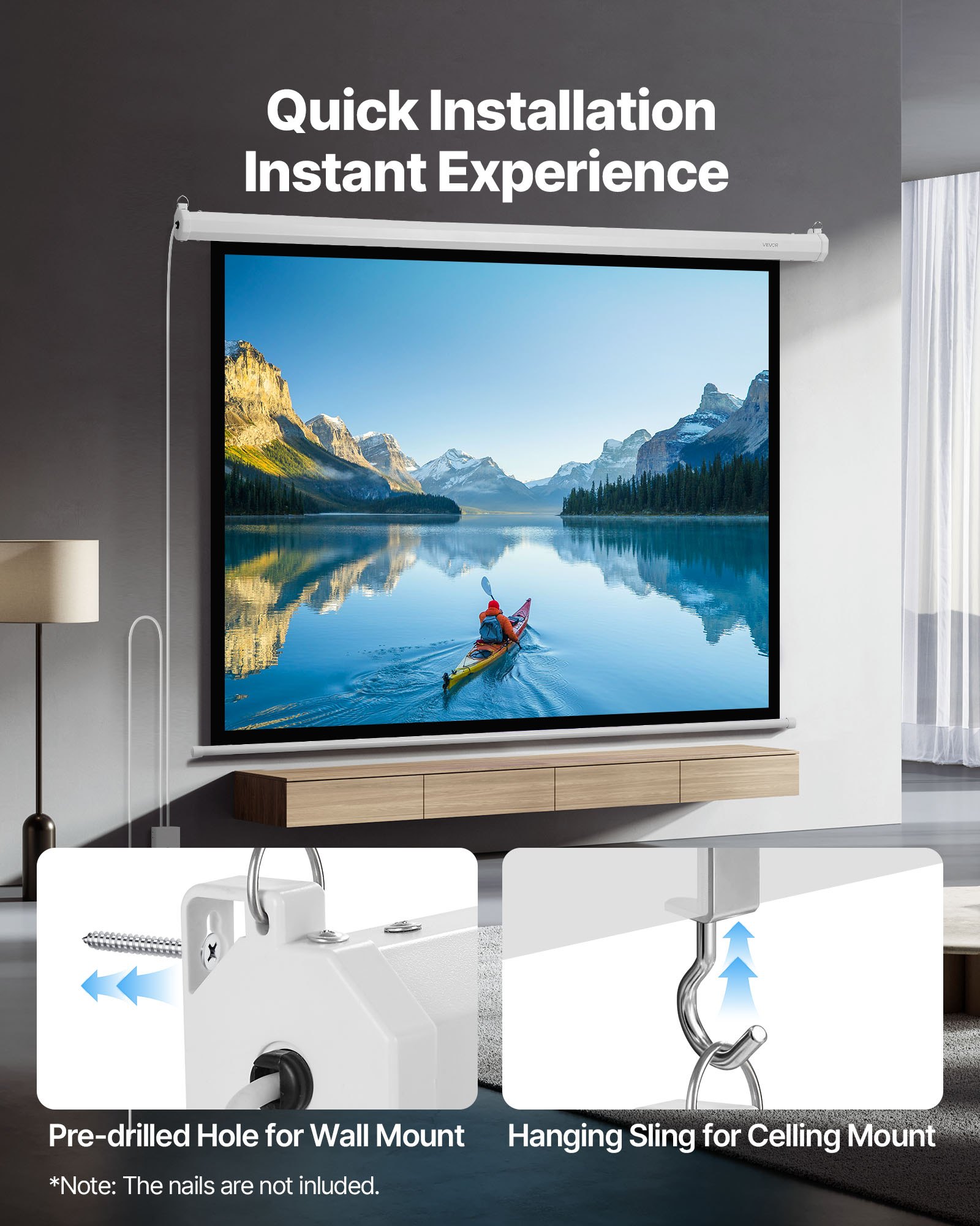 Motorized Projector Screen, 72 Inch 4:3 HD