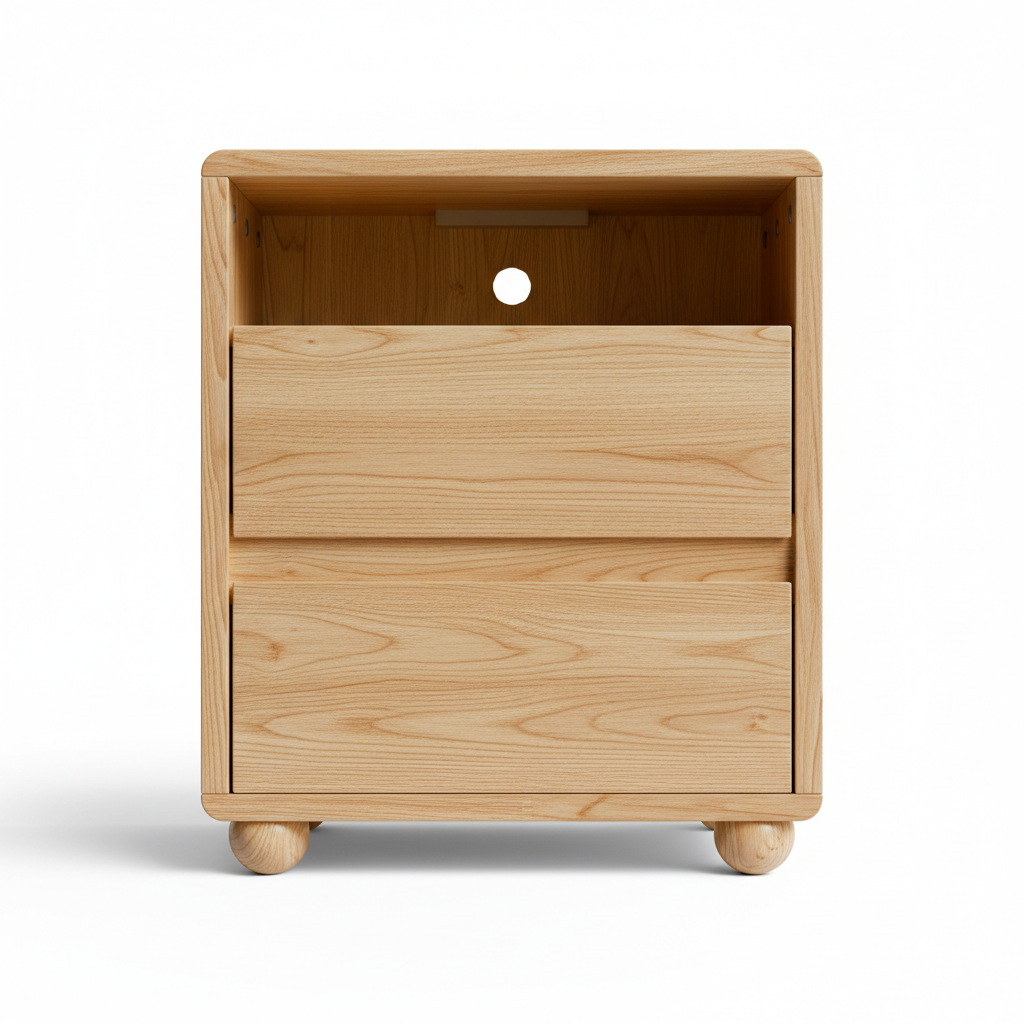 Modern Nightstand With 2 Drawers And Shelves