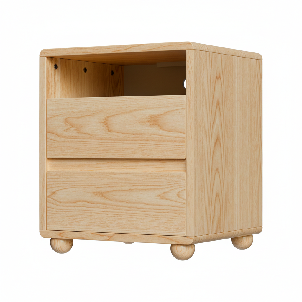Modern Nightstand With 2 Drawers And Shelves