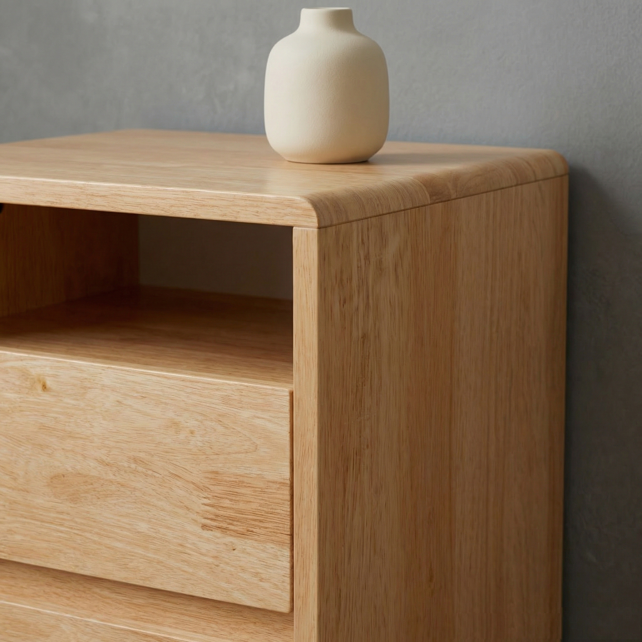 Modern Nightstand With 2 Drawers And Shelves