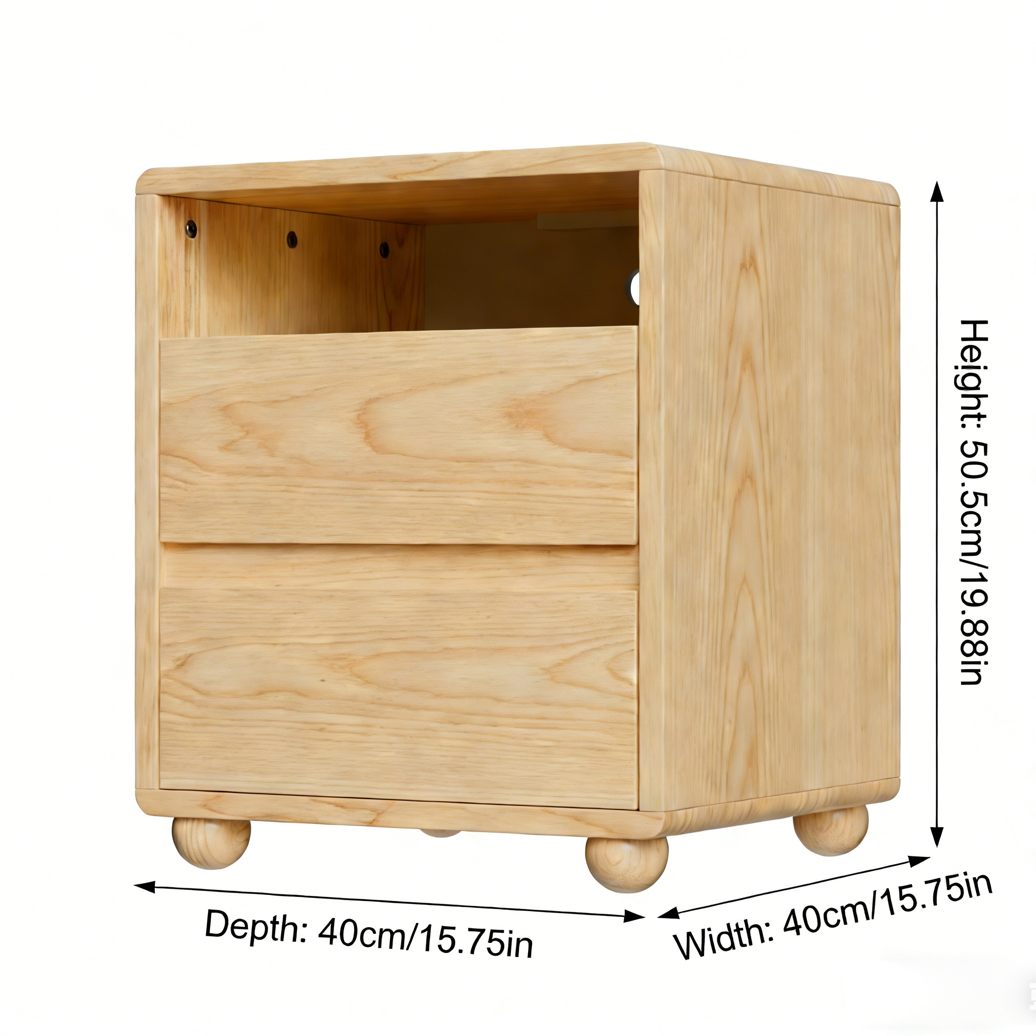 Modern Nightstand With 2 Drawers And Shelves