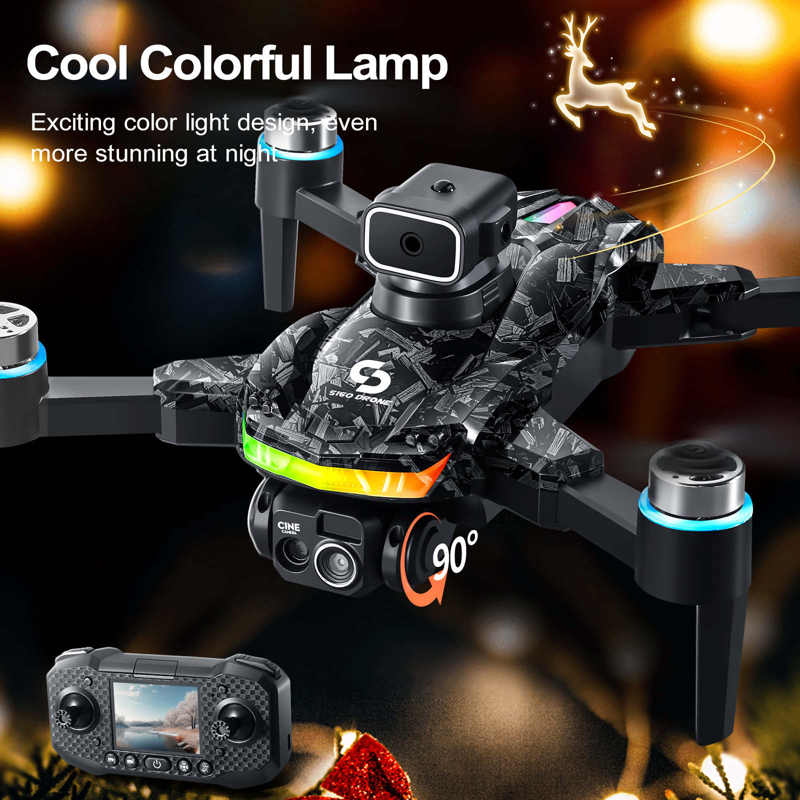 Drone, Foldable, Brushless Quadcopter, RGB