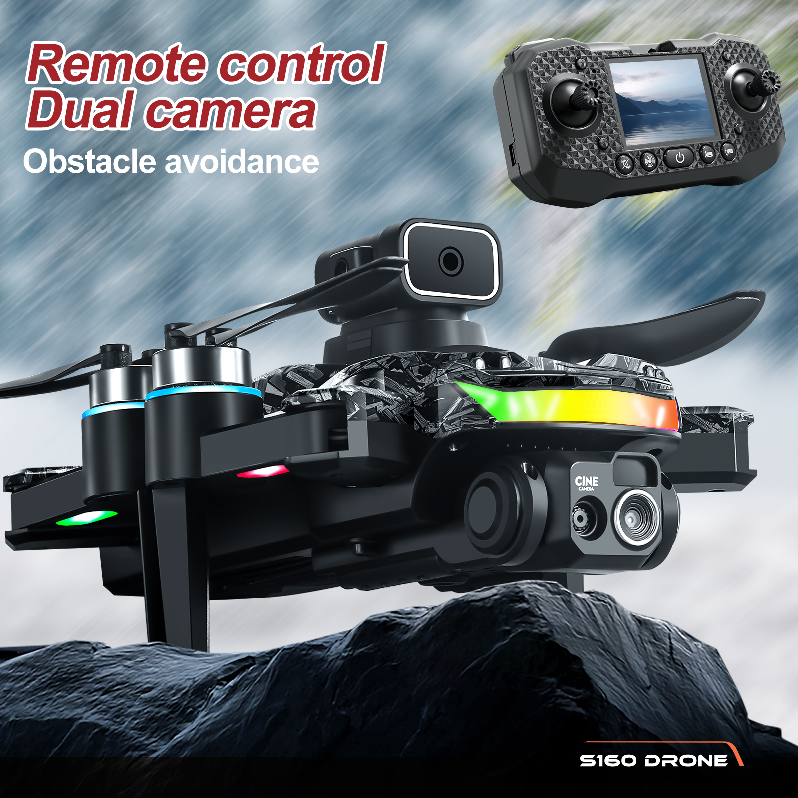 Drone, Foldable, Brushless Quadcopter, RGB