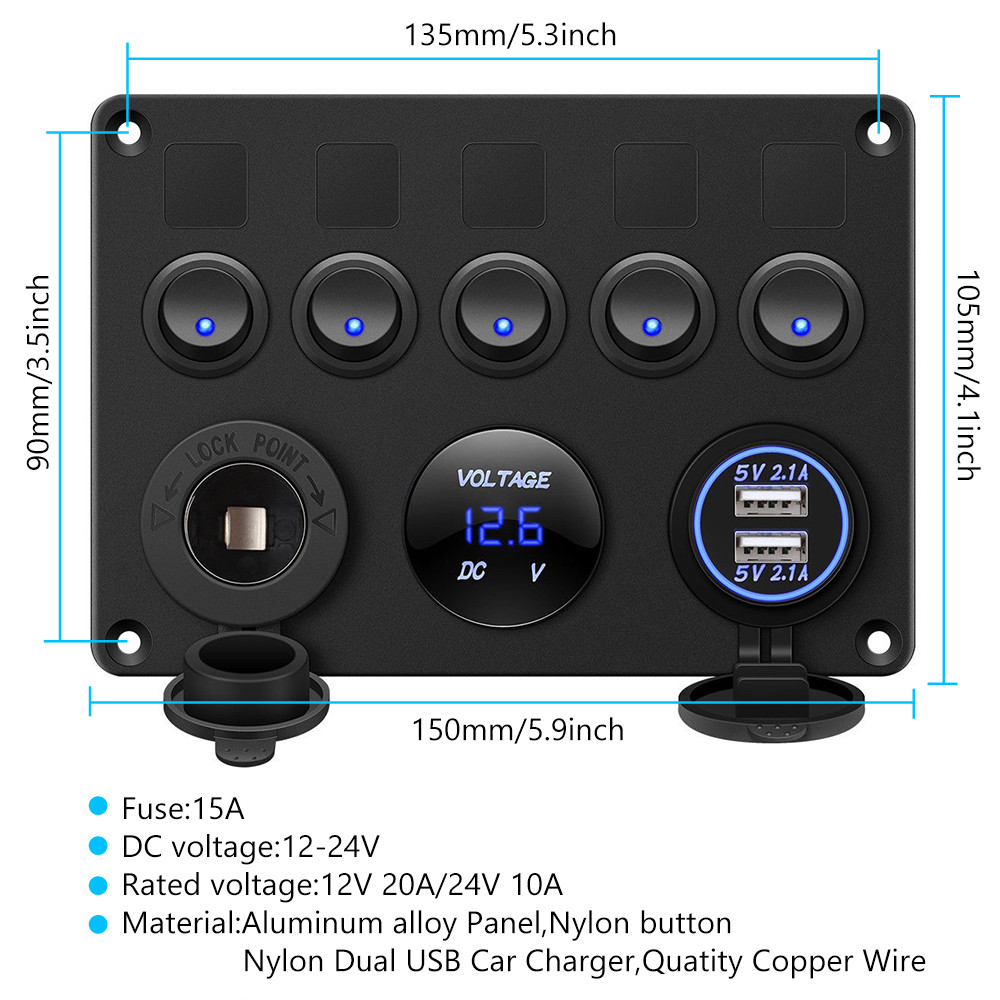 12V Panel USB Charger