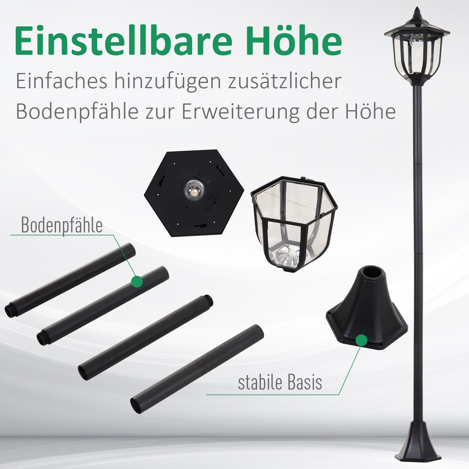 Solar LED Gartenlaterne 177 Cm