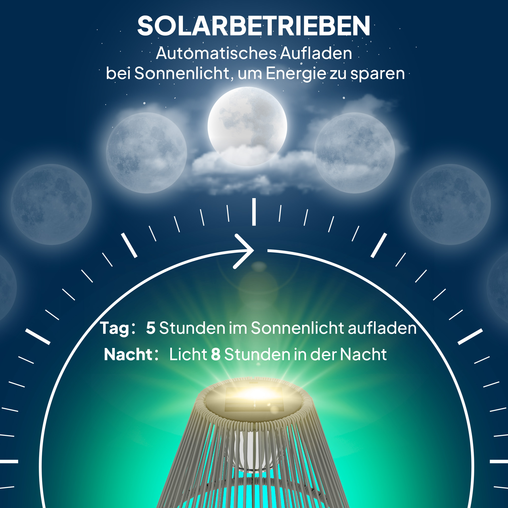 Solar Stehlampe Rattan Lamp