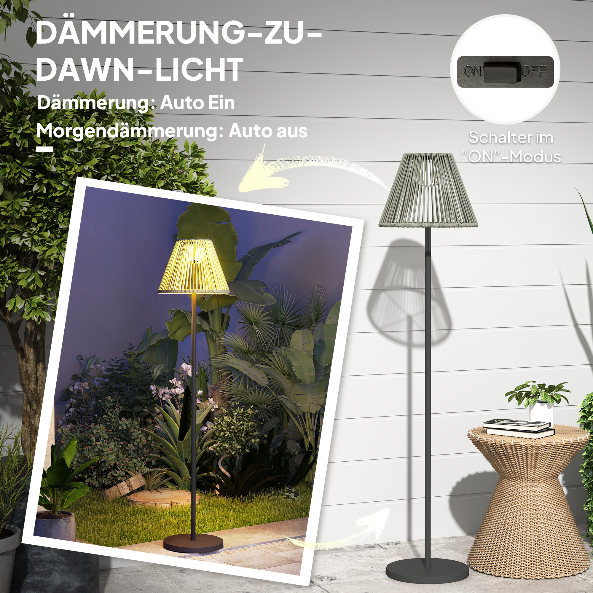 Solar Stehlampe Rattan Lamp