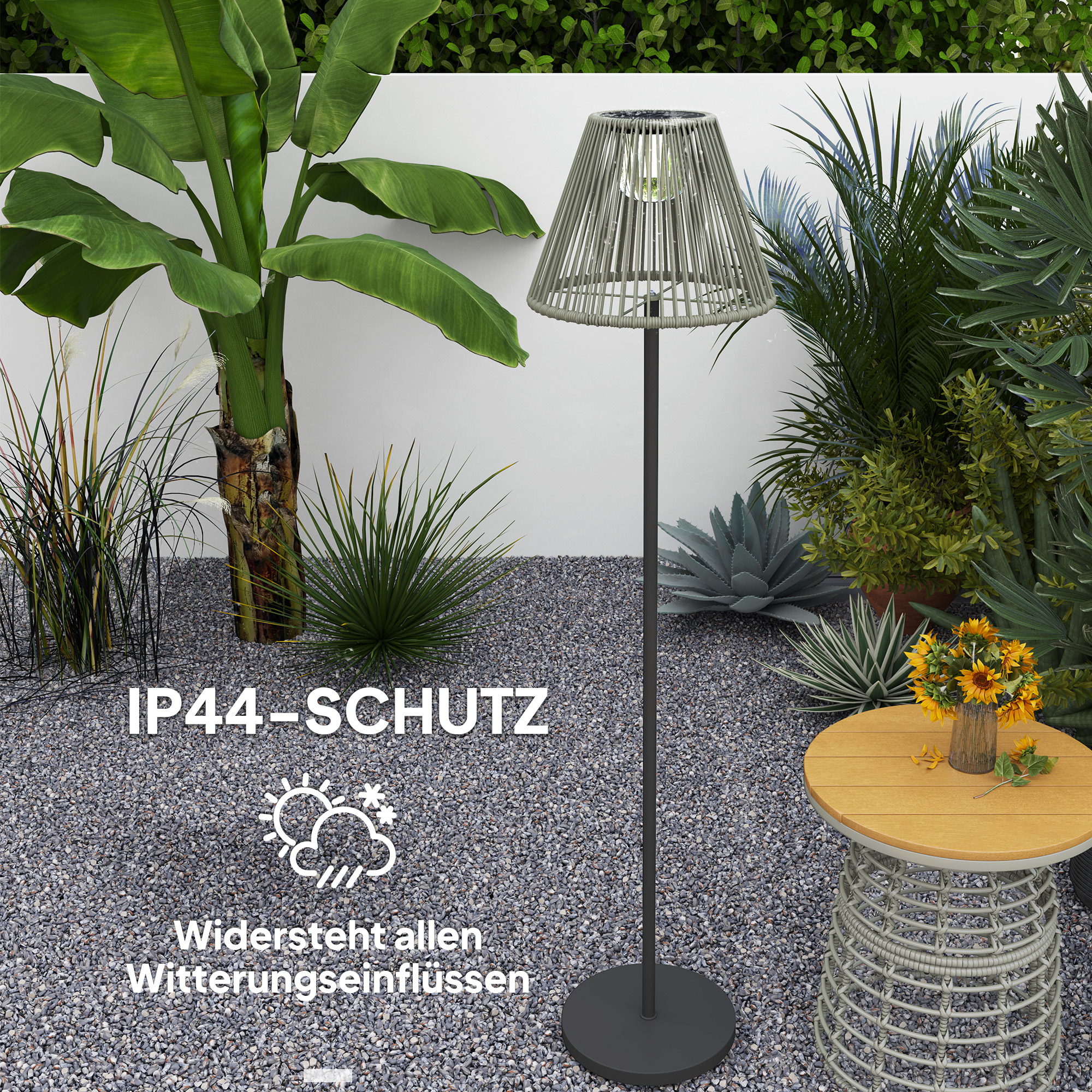 Solar Stehlampe Rattan Lamp